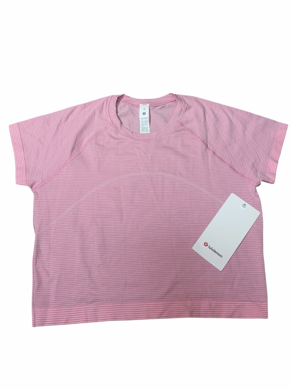 NWT Lululemon Swiftly Tech Cropped Short-Sleeve Shirt 2.0 Stripe Candy Cloud 10